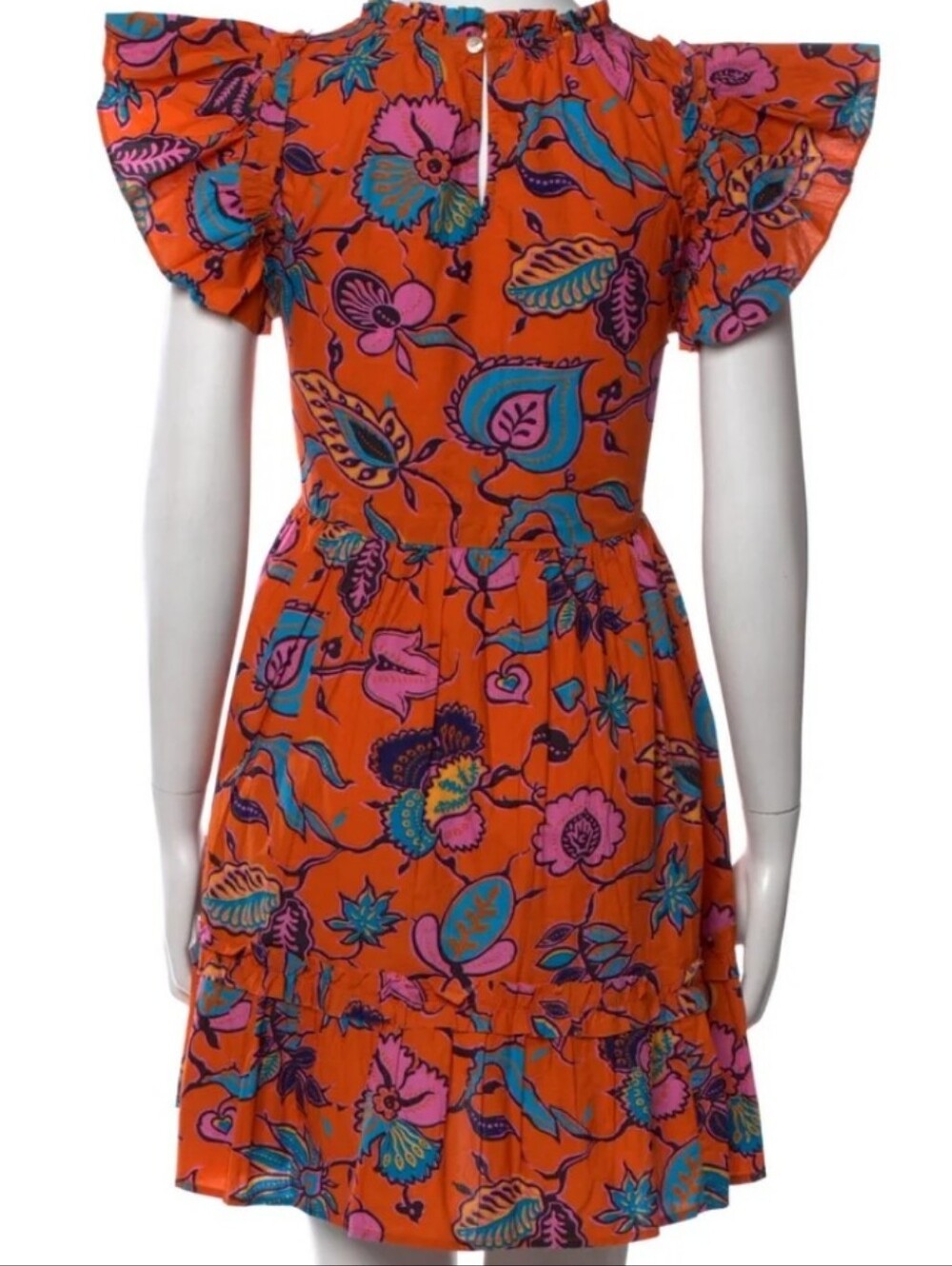 House Of Harlow 1960 Orange Floral Tiered Boho Mini Dress - Picture 9 of 11